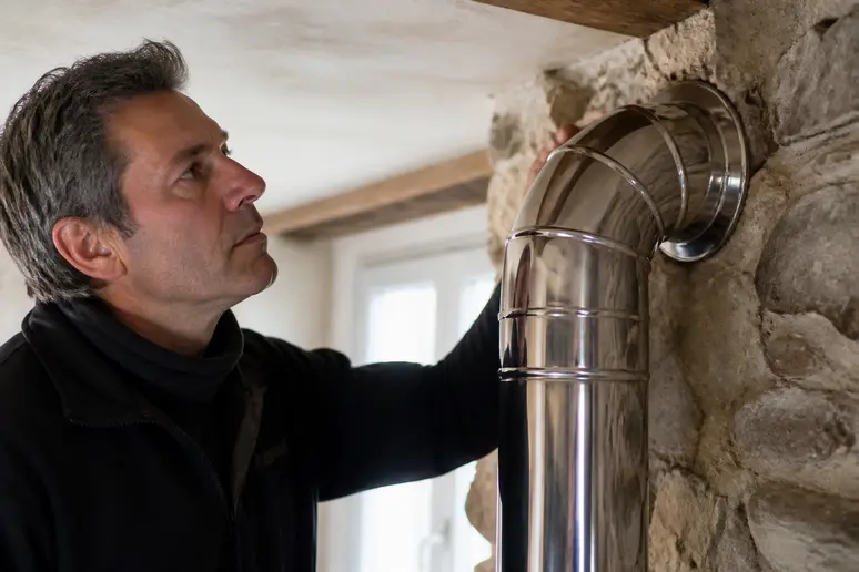 Contrôle technique du raccordement d'un poêle à bois sur un conduit existant
