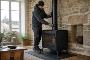 Installation d un poele a bois clermont ferrand par un artisan qualifie dans une maison en pierre